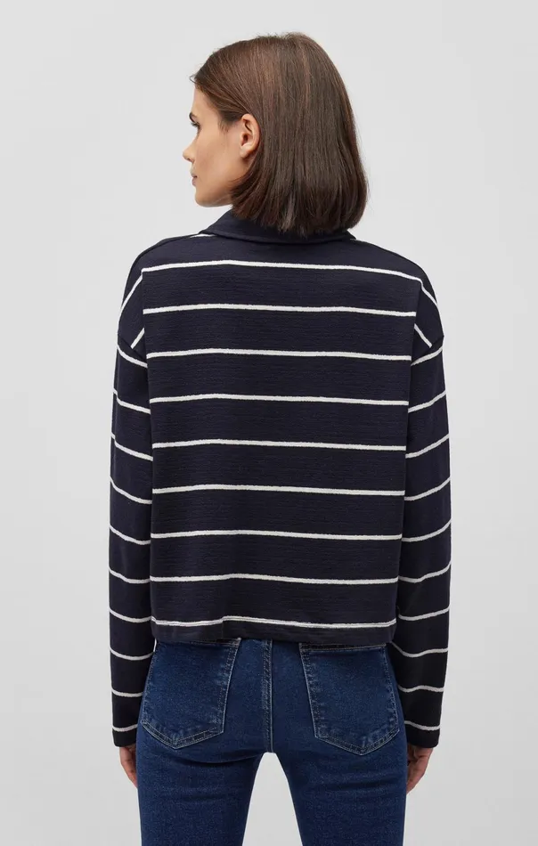 Polo Sweater In Antique White Stripe Women Mavi Jeans Sweaters Polo Sweater In Antique White Stripe Women Mavi Jeans Sweaters