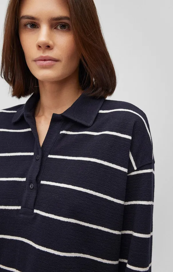 Polo Sweater In Antique White Stripe Women Mavi Jeans Sweaters Polo Sweater In Antique White Stripe Women Mavi Jeans Sweaters