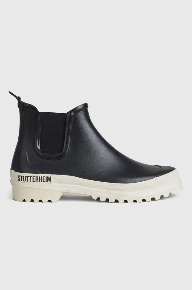 Rain Boots Women Stutterheim Chelsea Winterwalker BlackWhite