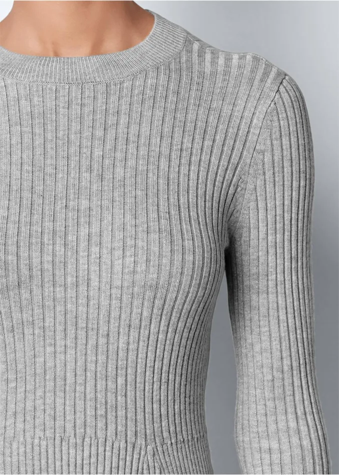RIBBED PEPLUM SWEATER Heather Grey Women VENUS Pullover