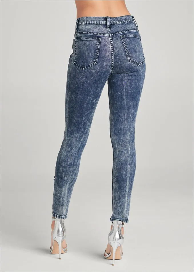 RIPPED ACID WASH JEANS Acid Wash Women VENUS Novelty Jeans