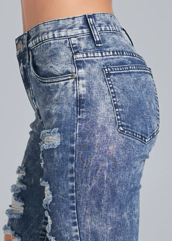 RIPPED ACID WASH JEANS Acid Wash Women VENUS Novelty Jeans