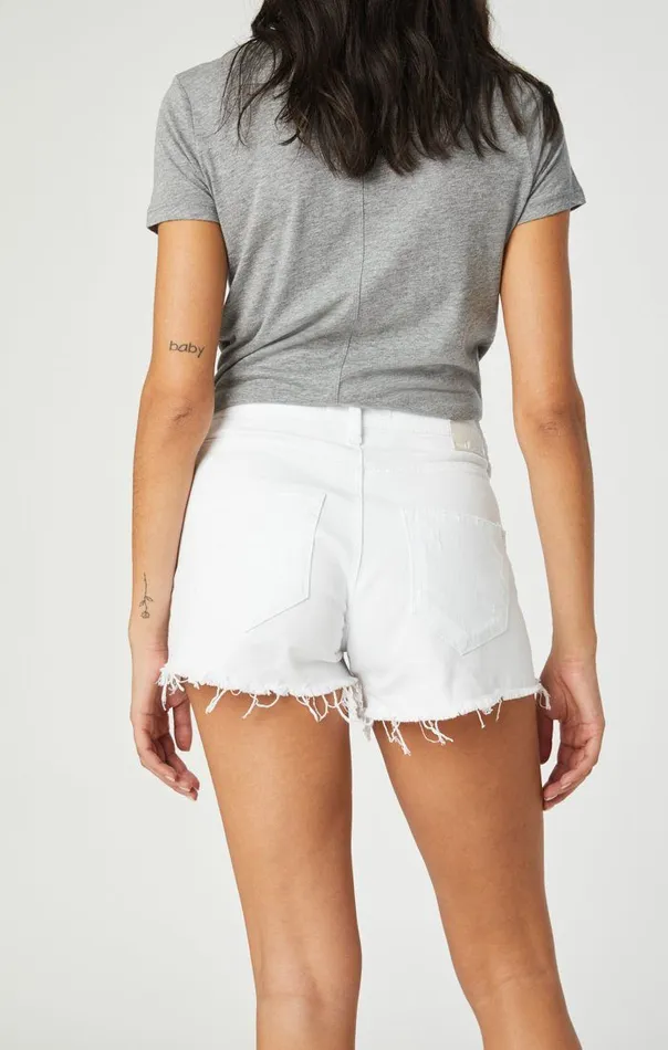 Rosie HighRise Boyfriend Short In White Ripped Stretch Women Mavi Jeans Shorts