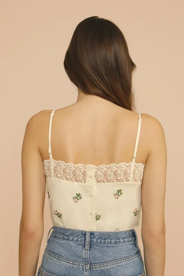 Rouje JOANNE Top Fiorita Ecru Women Tshirts and Tank Tops