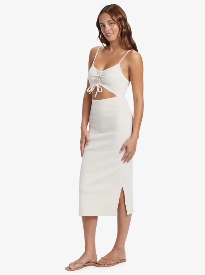 Roxy Dresses Wavey Baby Rib Knit Dress Tapioca 8211 Women