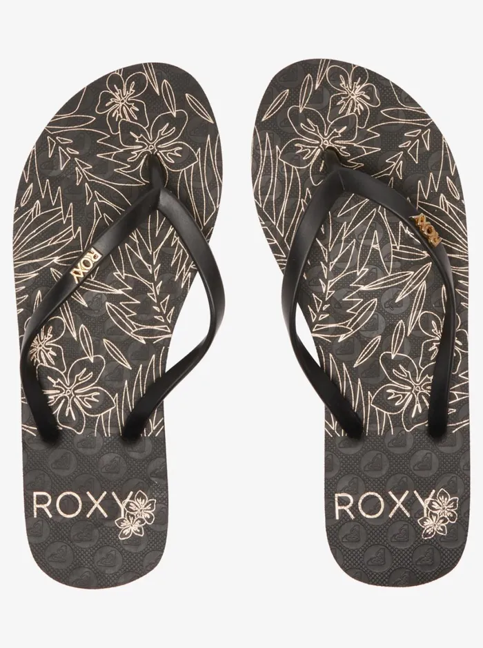 Roxy Flip Flops Viva Stamp FlipFlops Metallic Goldblack 8211 Women