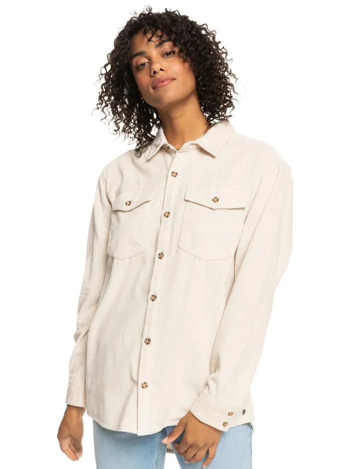 Roxy Jackets Let It Go Corduroy Long Sleeve Shirt Tapioca 8211 Women