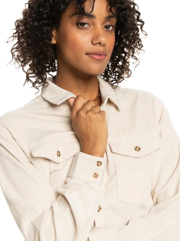 Roxy Jackets Let It Go Corduroy Long Sleeve Shirt Tapioca 8211 Women