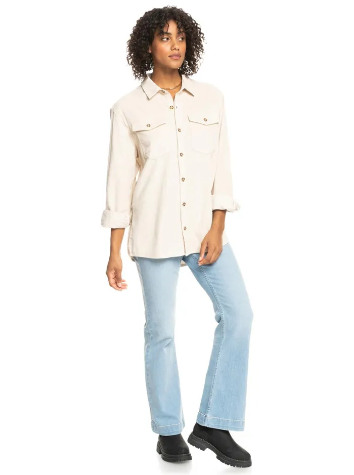 Roxy Jackets Let It Go Corduroy Long Sleeve Shirt Tapioca 8211 Women