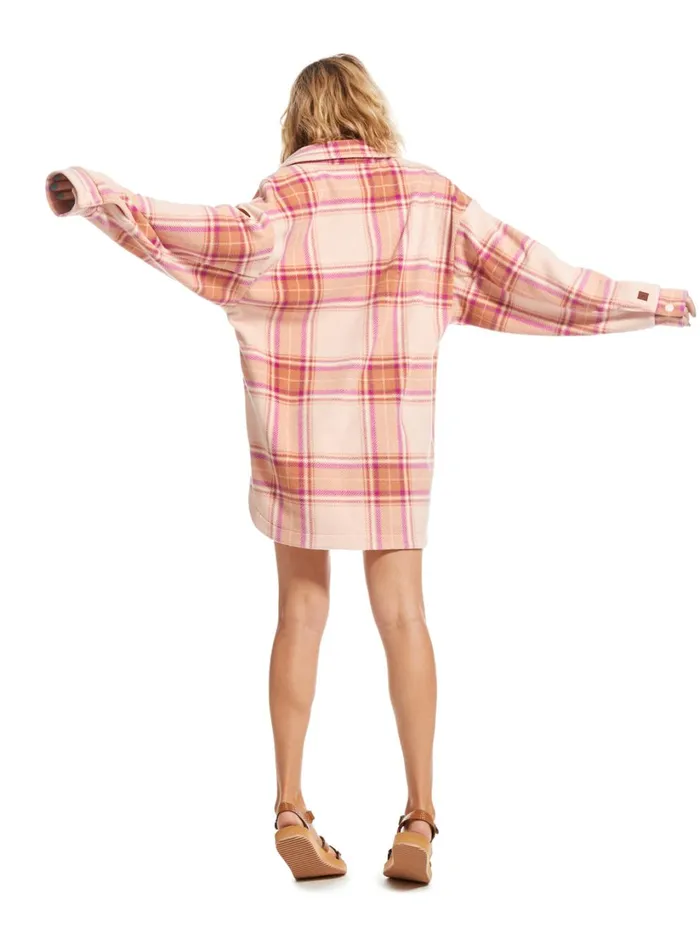 Roxy Jackets Ring Tone Fleece Overshirt Dusty Coral Decke Plaid 8211 Women