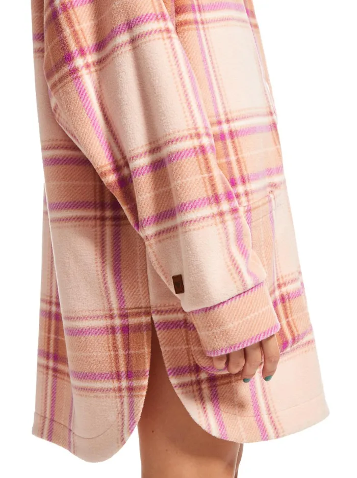 Roxy Jackets Ring Tone Fleece Overshirt Dusty Coral Decke Plaid 8211 Women