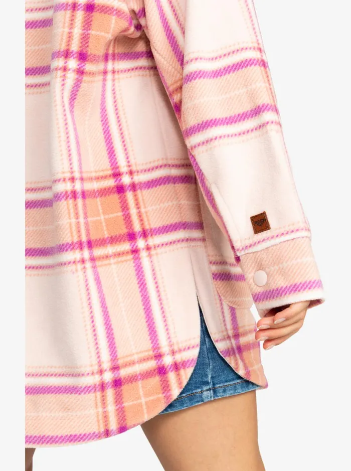 Roxy Jackets Ring Tone Fleece Overshirt Dusty Coral Decke Plaid 8211 Women
