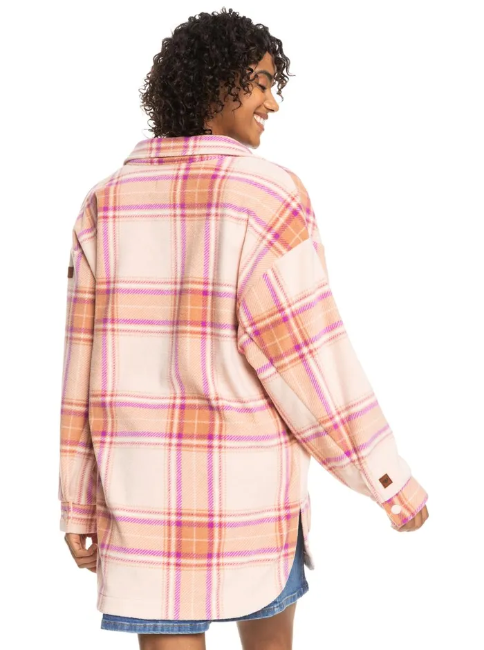 Roxy Jackets Ring Tone Fleece Overshirt Dusty Coral Decke Plaid 8211 Women