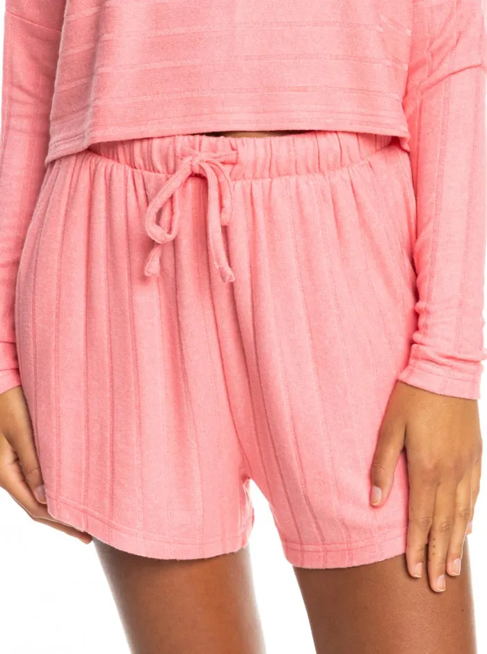 Roxy Loungewear Catch Me If You Can Wide Rib Shorts Tea Rose 8211 Women