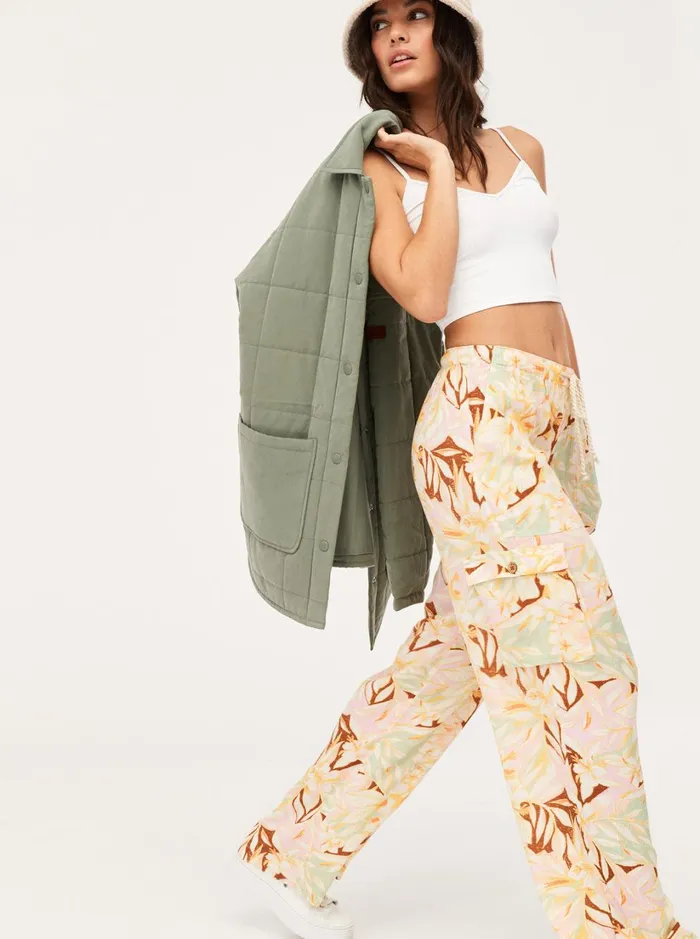 Roxy Pants and Jeans Precious High Waist Cargo Pants Quiet Green Coast 2 Coast 8211 Women