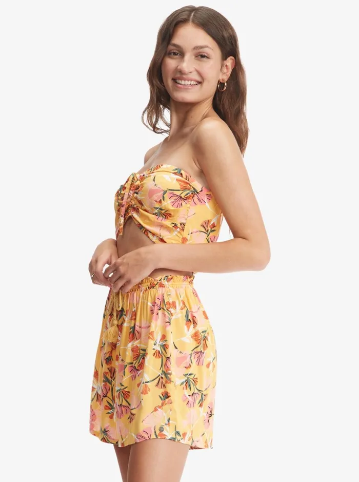 Roxy Shorts Happiness Awaits Beach Shorts Chamois Pressed Flowers 8211 Women