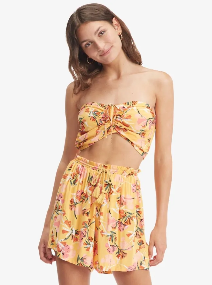 Roxy Shorts Happiness Awaits Beach Shorts Chamois Pressed Flowers 8211 Women