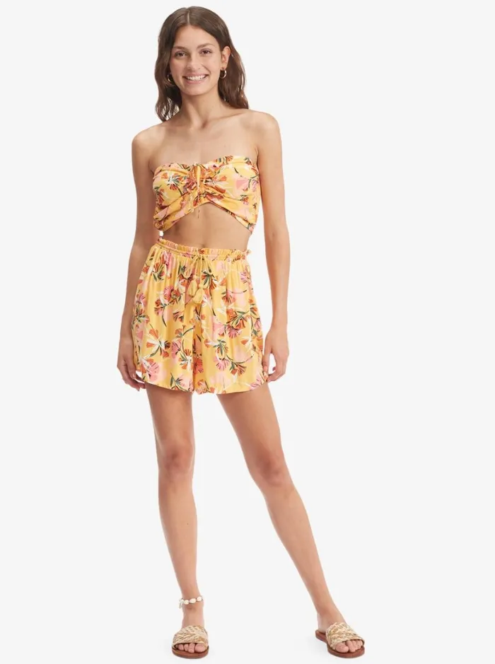 Roxy Shorts Happiness Awaits Beach Shorts Chamois Pressed Flowers 8211 Women