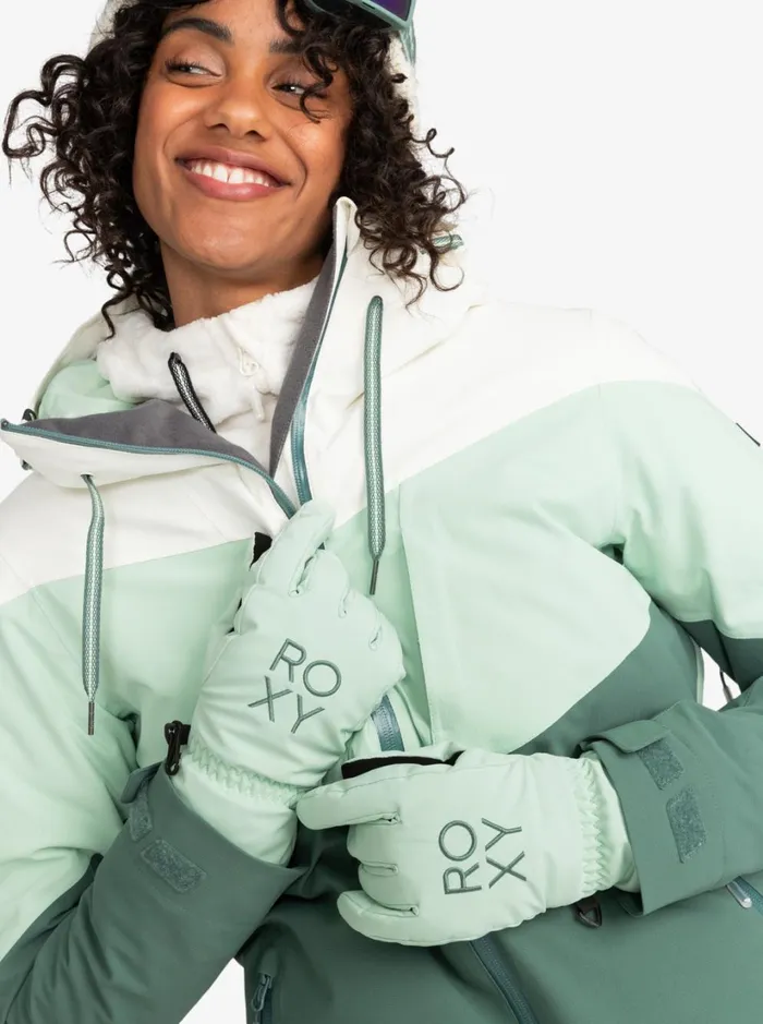 Roxy Snow Accessories Freshfield Technical SnowboardSki Gloves Cameo Green 8211 Women
