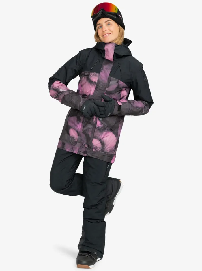 Roxy Snow Jackets GORETEX Glade Technical Snow Jacket True Black Pansy Pansy 8211 Women