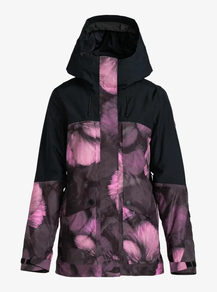Roxy Snow Jackets GORETEX Glade Technical Snow Jacket True Black Pansy Pansy 8211 Women