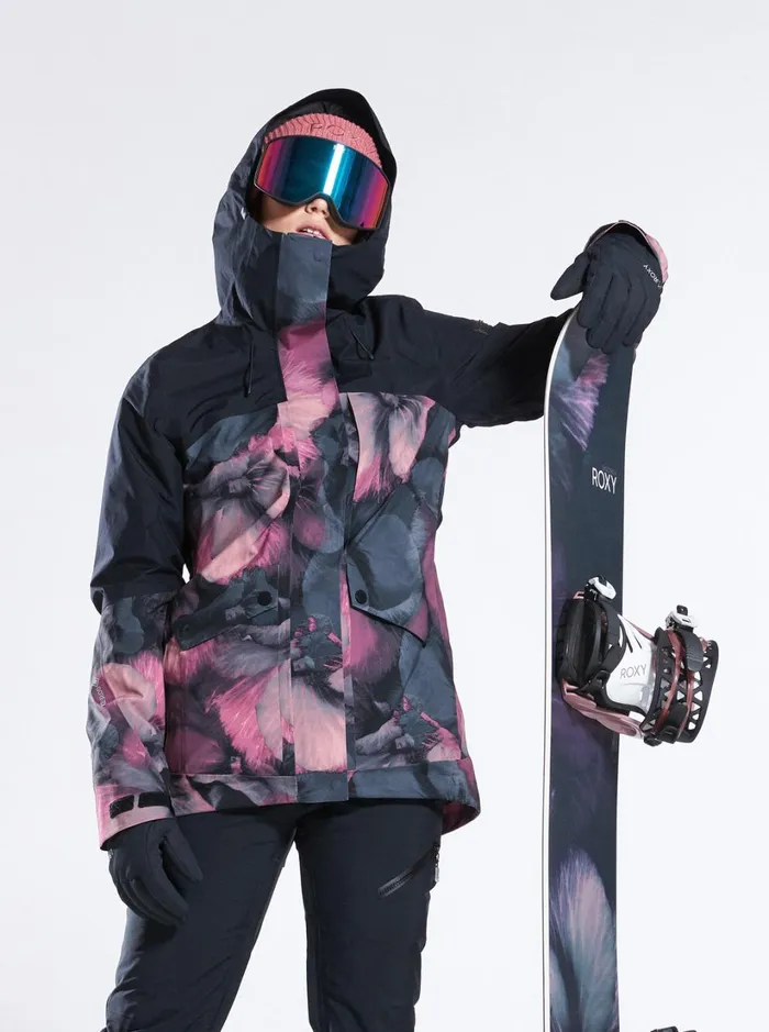 Roxy Snow Jackets GORETEX Glade Technical Snow Jacket True Black Pansy Pansy 8211 Women