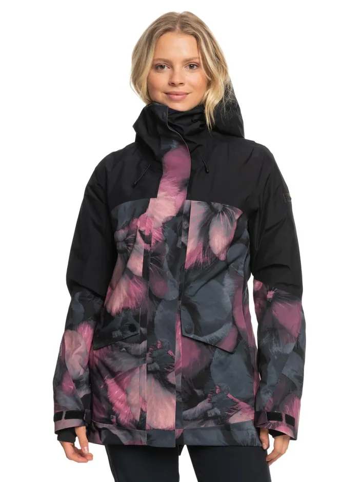 Roxy Snow Jackets GORETEX Glade Technical Snow Jacket True Black Pansy Pansy 8211 Women