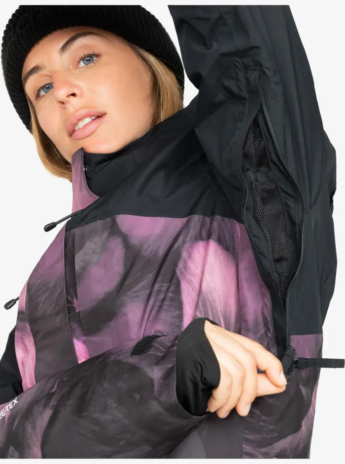 Roxy Snow Jackets GORETEX Glade Technical Snow Jacket True Black Pansy Pansy 8211 Women
