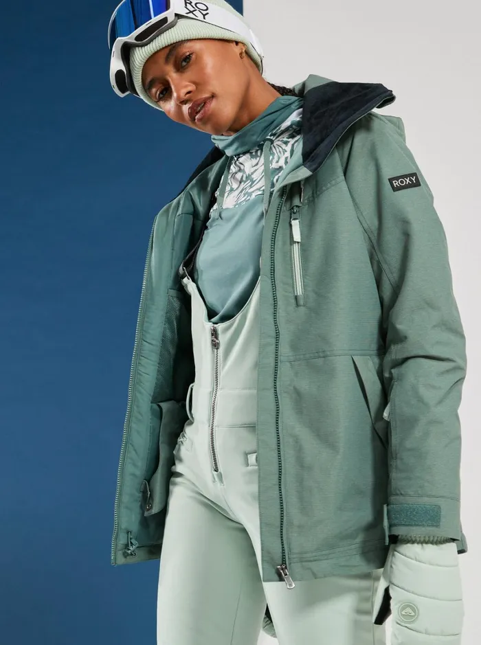 Roxy Snow Pants Summit Technical Snow Bib Pants Cameo Green 8211 Women