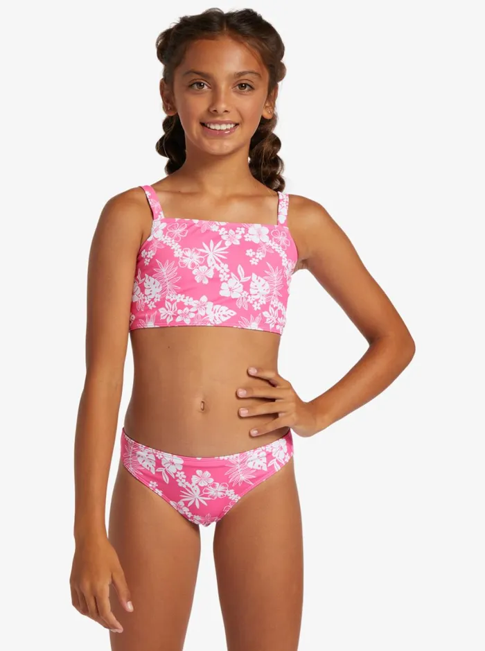 Roxy Swim Girl039s 416 Aloha Spirit Two Piece Crop Top Bikini Set For Girls Shocking Pink Hello Aloha Smal 8211 Women Roxy Swim Girl039s 416 Aloha Spirit Two Piece Crop Top Bikini Set For Girls Shocking Pink Hello Aloha Smal 8211 Women