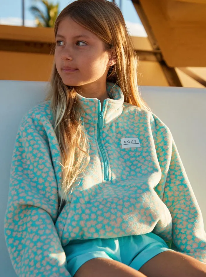 Roxy Tees and Tanks Girl039s 416 Electric Feel ZipUp Fleece Aruba Blue Flower Bed 8211 Women Roxy Tees and Tanks Girl039s 416 Electric Feel ZipUp Fleece Aruba Blue Flower Bed 8211 Women