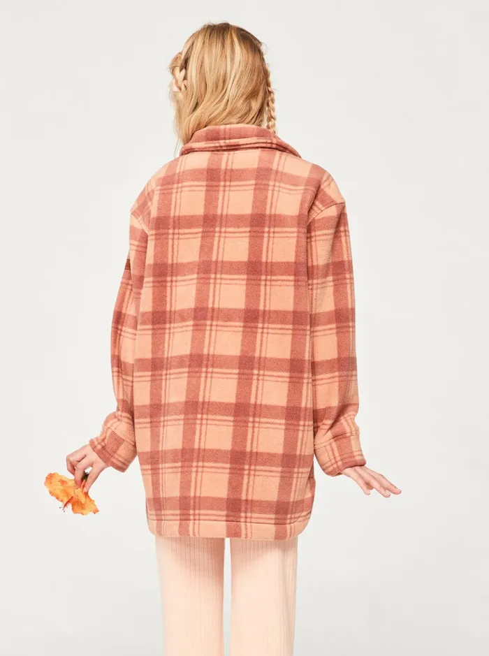 Roxy Tees and Tanks Girl039s 416 Ocean Quiet ZipUp Fleece Cedar Wood Swell Check 8211 Women