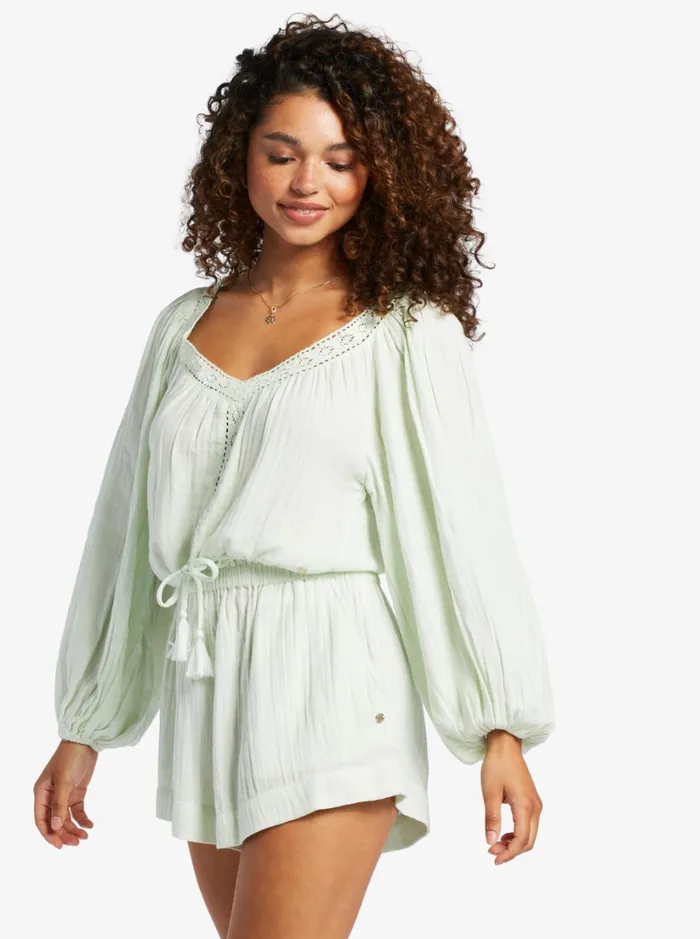 Roxy Tops What A Vibe Long Sleeve Crop Top Ambrosia 8211 Women
