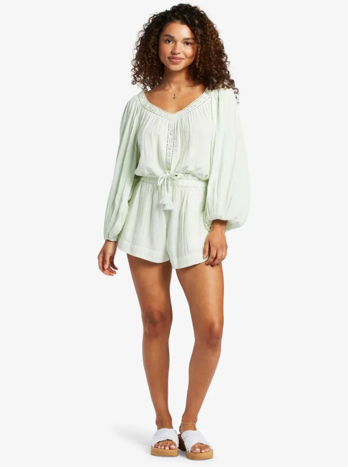 Roxy Tops What A Vibe Long Sleeve Crop Top Ambrosia 8211 Women