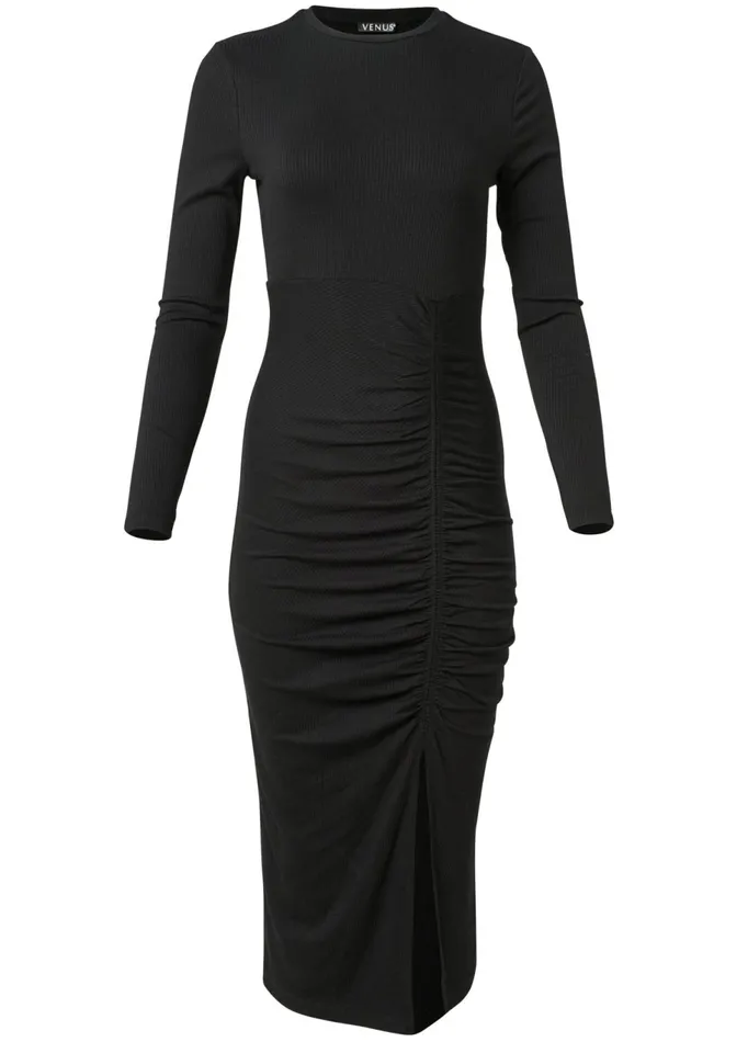 RUCHED CASUAL DRESS Black Women VENUS Casual Dresses
