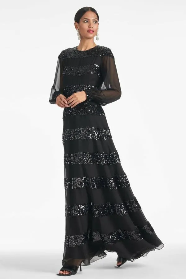 Sachin and Babi Brenda Gown 8211 Black Black Women Plus Sizes