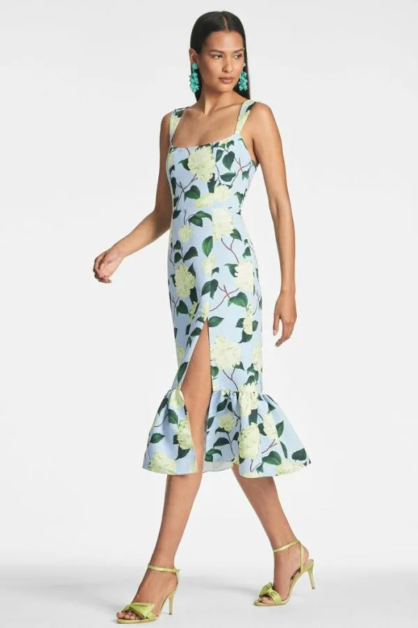 Sachin and Babi Laura Dress 8211 Sky Citrine Peonies Sky Citrine Peonies Women Midi