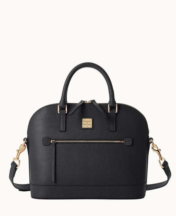 Saffiano Domed Zip Satchel Black Woman Dooney and Bourke Satchels
