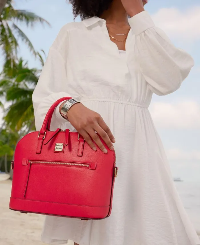 Saffiano Domed Zip Satchel Black Woman Dooney and Bourke Satchels Saffiano Domed Zip Satchel Black Woman Dooney and Bourke Satchels