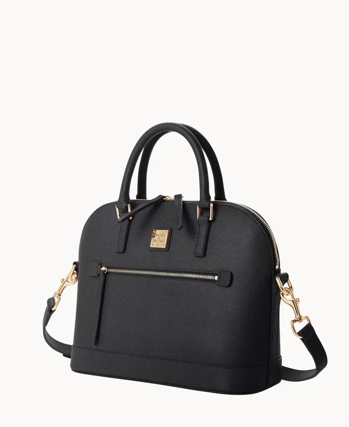 Saffiano Domed Zip Satchel Black Woman Dooney and Bourke Satchels Saffiano Domed Zip Satchel Black Woman Dooney and Bourke Satchels