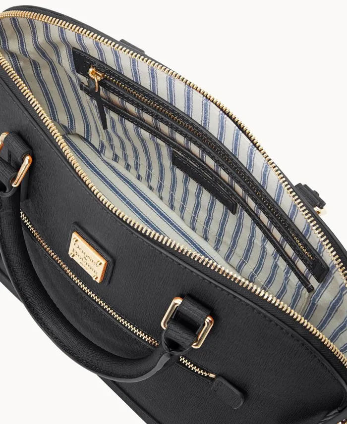 Saffiano Domed Zip Satchel Black Woman Dooney and Bourke Satchels Saffiano Domed Zip Satchel Black Woman Dooney and Bourke Satchels