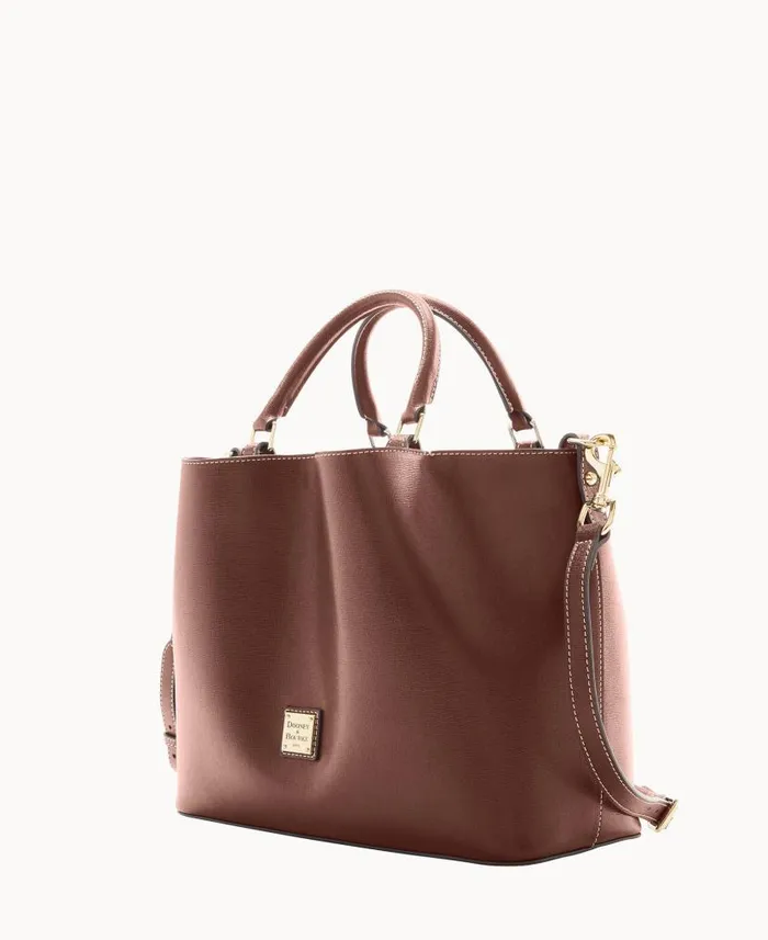 Saffiano Large Barlow Amber Woman Dooney and Bourke Satchels Saffiano Large Barlow Amber Woman Dooney and Bourke Satchels