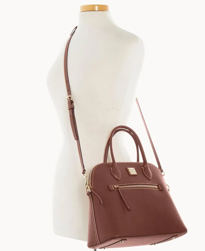 Saffiano Large Domed Satchel Amber Woman Dooney and Bourke Satchels Saffiano Large Domed Satchel Amber Woman Dooney and Bourke Satchels