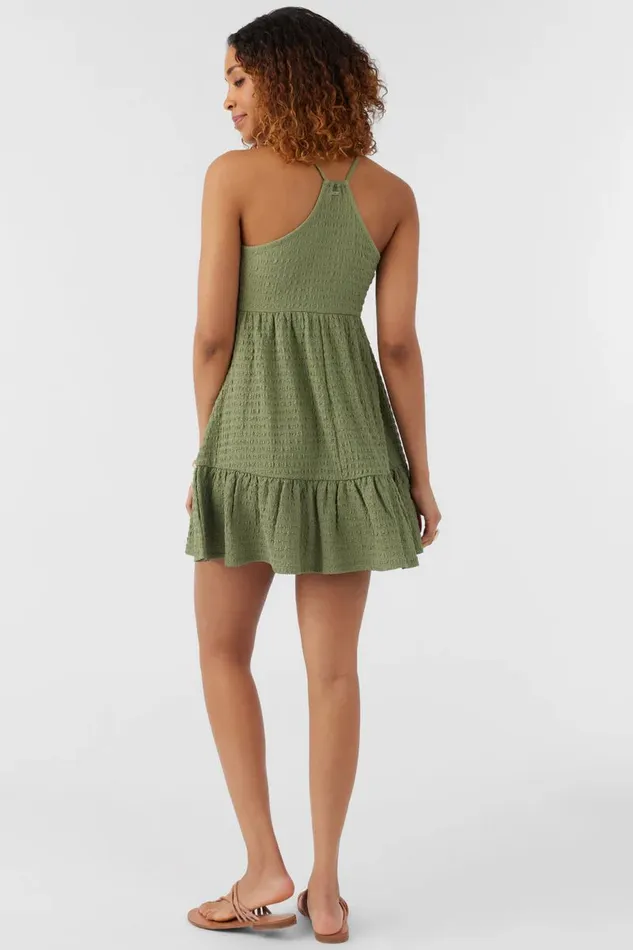 SAIGE TEXTURED KNIT SHORT DRESS Oil Green Women O039NEILL Clothing