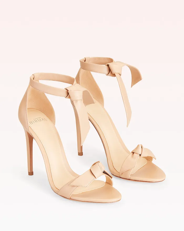 Sandals Women Alexandre Birman Designer Sandals For 8211 Clarita 100 Bow Tie High Heel Sandal In Leather Alexandre Birman Beige