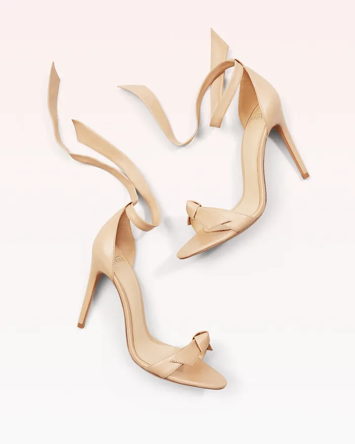 Sandals Women Alexandre Birman Designer Sandals For 8211 Clarita 100 Bow Tie High Heel Sandal In Leather Alexandre Birman Beige