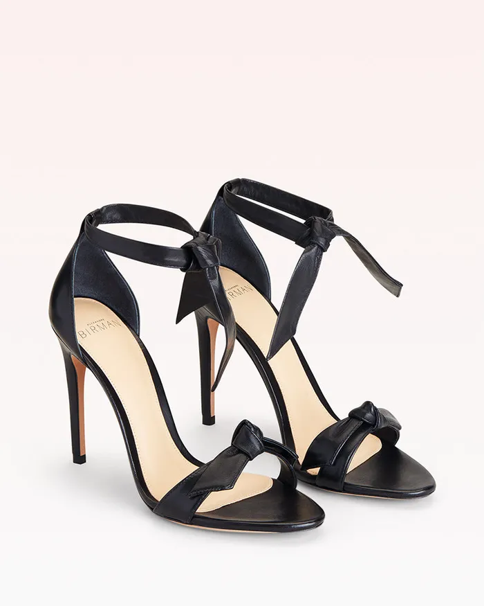 Sandals Women Alexandre Birman Designer Sandals For 8211 Clarita 100 Bow Tie High Heel Sandal In Leather Alexandre Birman Black