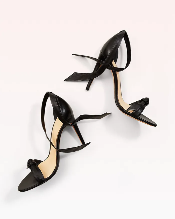 Sandals Women Alexandre Birman Designer Sandals For 8211 Clarita 100 Bow Tie High Heel Sandal In Leather Alexandre Birman Black