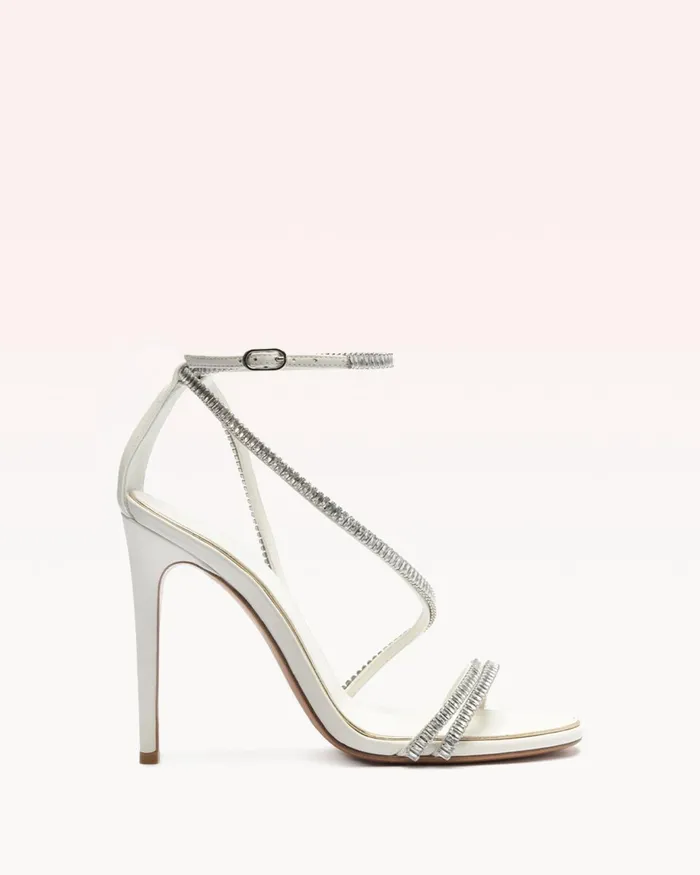 Sandals Women Alexandre Birman Kendal Zircone Bridal 100 White and Golden White andamp Golden Sandals Women Alexandre Birman Kendal Zircone Bridal 100 White and Golden White andamp Golden