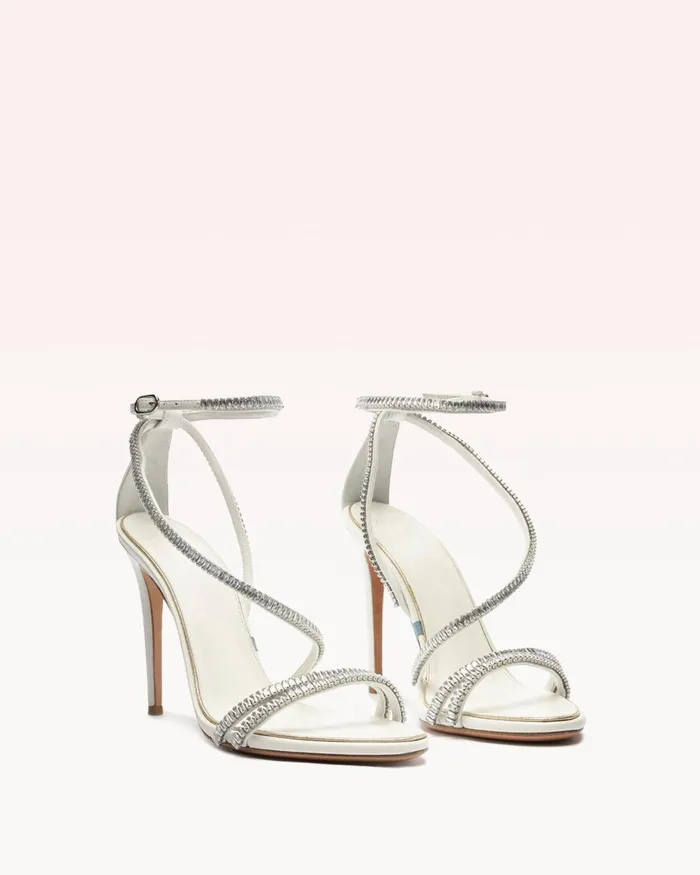 Sandals Women Alexandre Birman Kendal Zircone Bridal 100 White and Golden White andamp Golden